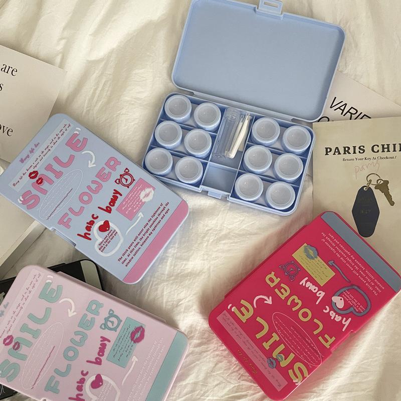 Doodle Pop Refreshing Light Blue, Playful Fuchsia, Dreamy Lavender Contact Lens Case
